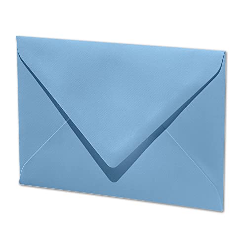 ARTOZ 50x Briefumschläge gerippt - Marienblau - DIN B6 178 x 125 mm - Kuvert ohne Fenster - Umschläge mit Nassklebung - Spitze Verschlusslasche von ARTOZ