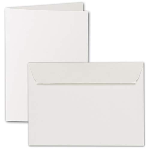 ARTOZ 50x DIN A5 Faltkarten-Set mit Umschlägen - Ivory-Elfenbein (Creme) - 148 x 210 mm - gerippte Bastelkarten blanko mit Brief-Umschlägen - 220 g/m² von ARTOZ