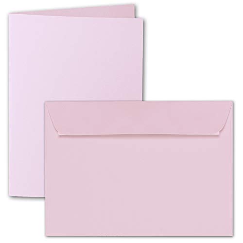 ARTOZ 50x DIN A6 Faltkarten-Set mit Umschlägen - kirschblüte (Rosa) - 105 x 148 mm - gerippte Bastelkarten blanko mit Brief-Umschlägen - 220 g/m² von ARTOZ