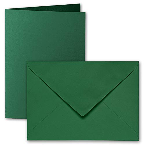 ARTOZ 50x DIN B6 Faltkarten-Set mit Umschlägen - Racing Green (Grün) - 120 x 169 mm - gerippte Bastelkarten blanko mit Brief-Umschlägen - 220 g/m² von ARTOZ