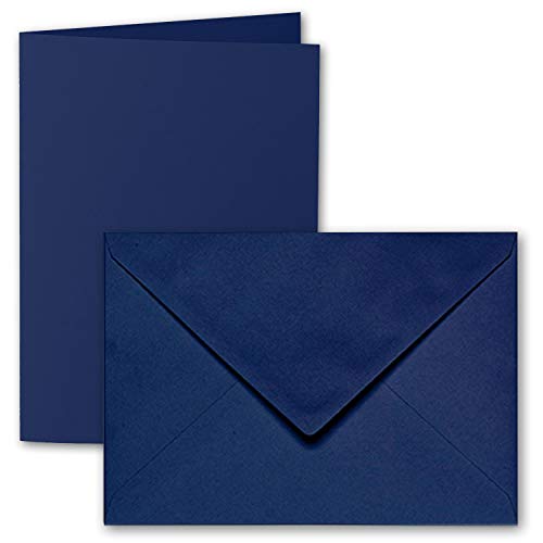 ARTOZ 50x DIN B6 Faltkarten-Set mit Umschlägen - classic blue (Blau) - 120 x 169 mm - gerippte Bastelkarten blanko mit Brief-Umschlägen - 220 g/m² von ARTOZ