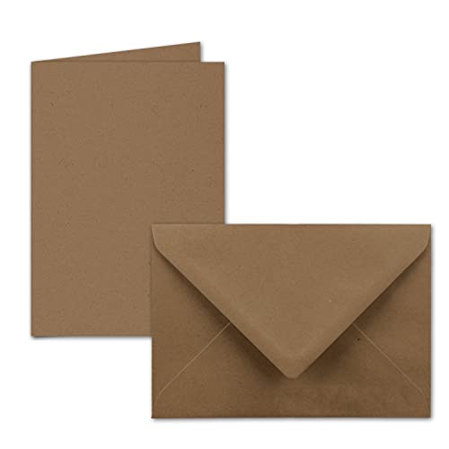 ARTOZ 50x Set aus Doppelkarten DIN B6 und Umschlägen - Nassklebung - Farbe: grocer kraft (Kraftpapier dunkelbraun) - Serie Greenline von ARTOZ