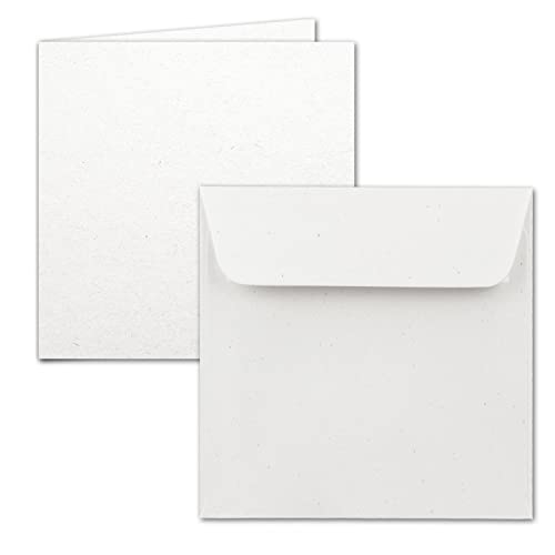 ARTOZ 50x Set aus quadratischen Doppelkarten und Umschlägen - Farbe: birch (weiß/cremeweiss) - Serie Greenline von ARTOZ