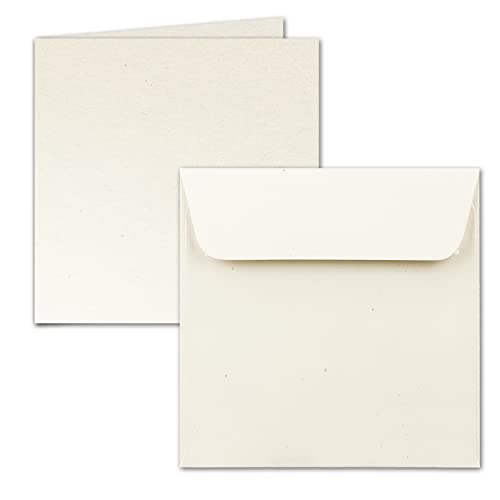 ARTOZ 50x Set aus quadratischen Doppelkarten und Umschlägen - Farbe: tortilla (creme/Eierschalen) - Serie Greenline von ARTOZ