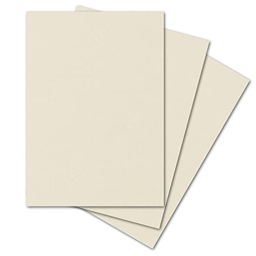 ARTOZ 75x Bastelpapier - Chamois - DIN A4 297 x 210 mm - 220 Gramm pro m² - Edle Egoutteur-Rippung - Hochwertiges Designpapier Urkundenpapier Bastelkarton von ARTOZ