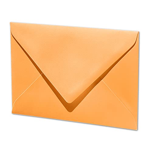 ARTOZ 75x Briefumschläge DIN B6 Mango (Orange) - 12,5 x 17,8 cm - Nassklebung - gerippte Kuverts ohne Fenster - Serie Artoz 1001 von ARTOZ