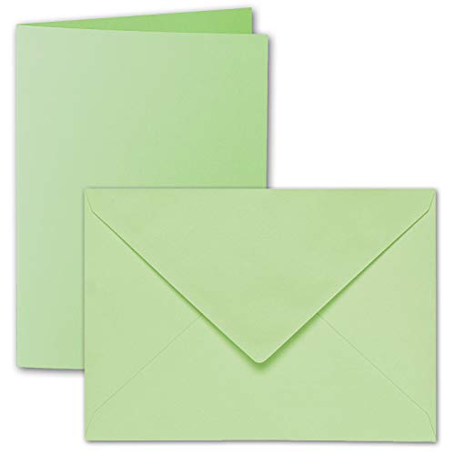 ARTOZ 75x DIN B6 Faltkarten-Set mit Umschlägen - Birkengrün (Grün) - 120 x 169 mm - gerippte Bastelkarten blanko mit Brief-Umschlägen - 220 g/m² von ARTOZ