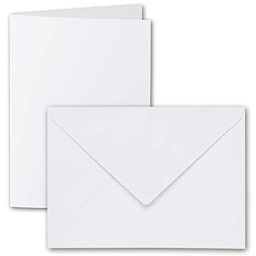 ARTOZ 75x DIN B6 Faltkarten-Set mit Umschlägen - Blütenweiß (Weiß) - 120 x 169 mm - gerippte Bastelkarten blanko mit Brief-Umschlägen - 220 g/m² von ARTOZ