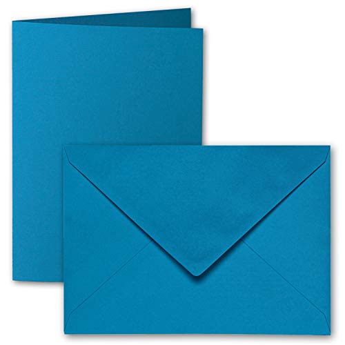 ARTOZ 75x DIN B6 Faltkarten-Set mit Umschlägen - Petrol (Blau) - 120 x 169 mm - gerippte Bastelkarten blanko mit Brief-Umschlägen - 220 g/m² von ARTOZ