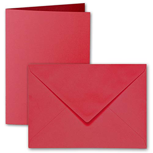 ARTOZ 75x DIN B6 Faltkarten-Set mit Umschlägen - Rot (Rot) - 120 x 169 mm - gerippte Bastelkarten blanko mit Brief-Umschlägen - 220 g/m² von ARTOZ