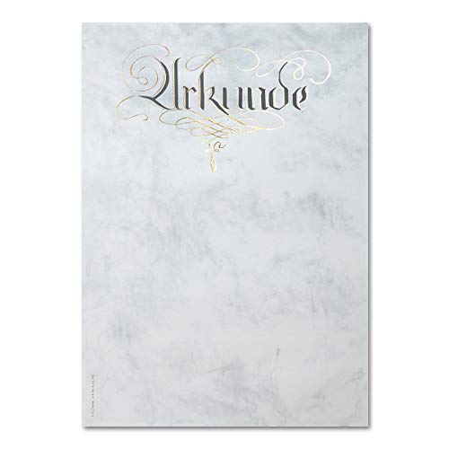 Artoz Urkundenpapier "Antiqua grau"- marmoriert - 29,7 x 21,0 cm- A4 mit Goldprägung - 50 Blatt von ARTOZ