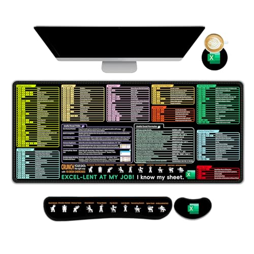 ARTSO Excel Spickzettel Schreibtischunterlage, aktualisierte Shortcuts Mauspad und Tastatur-Handgelenkauflage, Tastaturkürzel XL, Gaming-Schreibtischunterlage für Bürocomputer, Schwarz ARTSO Excel Spickzettel Schreibtischunterlage, aktualisierte Shortcuts Mauspad und Tastatur-Handgelenkauflage, Tastaturkürzel XL, Gaming-Schreibtischunterlage für Bürocomputer, Schwarz von ARTSO