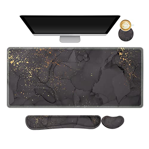 ARTSO Gaming-Mauspad, Handgelenkstütze, XXL, großes Schreibtischmatte, Mauspad, Tastatur-Handgelenkstütze, Maus-Handgelenkauflage, Untersetzer, 4-in-1, ergonomisch, Büro, schwarzer grauer Marmor ARTSO Gaming-Mauspad, Handgelenkstütze, XXL, großes Schreibtischmatte, Mauspad, Tastatur-Handgelenkstütze, Maus-Handgelenkauflage, Untersetzer, 4-in-1, ergonomisch, Büro, schwarzer grauer Marmor von ARTSO