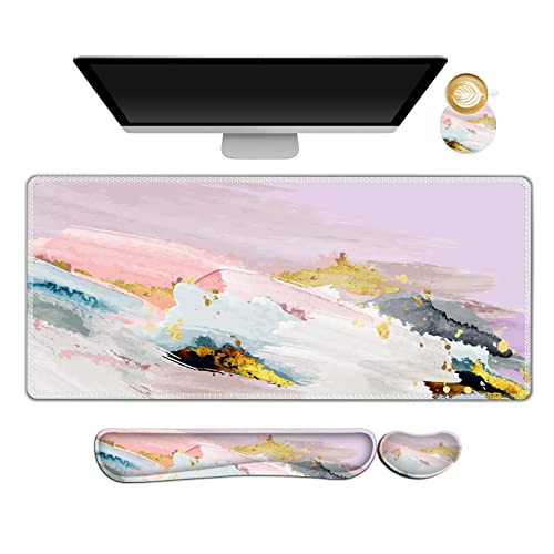 ARTSO Gaming-Mauspad, Handgelenkstütze, XXL, großes Schreibtischmatte, Mauspad + Tastatur-Handgelenkstütze, Maus-Handgelenkauflage + Untersetzer, 4-in-1, ergonomisch, Violett, abstrakt ARTSO Gaming-Mauspad, Handgelenkstütze, XXL, großes Schreibtischmatte, Mauspad + Tastatur-Handgelenkstütze, Maus-Handgelenkauflage + Untersetzer, 4-in-1, ergonomisch, Violett, abstrakt von ARTSO
