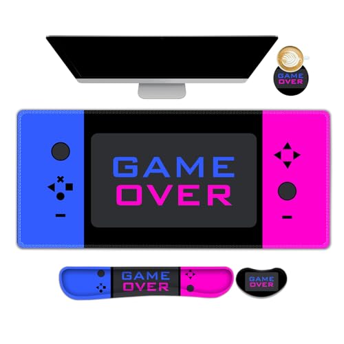 ARTSO Großes Gaming-Mauspad, Tastatur-Handgelenkauflage und Handgelenkstütze, Mauspad-Set, genähte Kanten, verlängerte, rutschfeste Unterseite, Memory-Schaum-Schreibtischmatte, Büro, Zuhause, von ARTSO