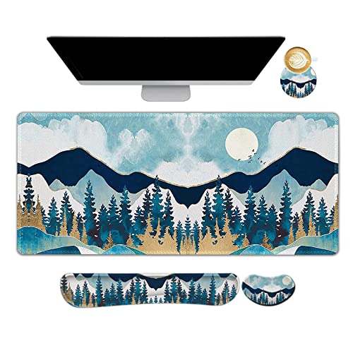 ARTSO Großes Gaming Mauspad Set, Tastatur Handgelenkauflage Unterstützung + Maus Handgelenkkissen + Erweitertes Mauspad + Untersetzer, 88.9x39.4 cm Multifunktionale Schreibtischmatte, Abstrakte Berge ARTSO Großes Gaming Mauspad Set, Tastatur Handgelenkauflage Unterstützung + Maus Handgelenkkissen + Erweitertes Mauspad + Untersetzer, 88.9x39.4 cm Multifunktionale Schreibtischmatte, Abstrakte Berge von ARTSO