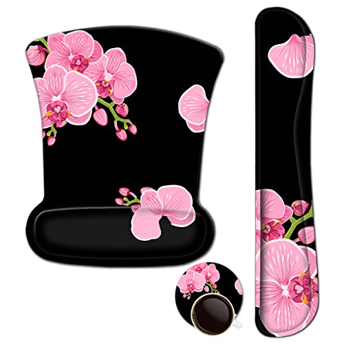 ArtSo Tastatur-Handgelenkauflage und Mauspad mit Handgelenkstütze, ergonomisches Mauspad, langlebig, bequem für einfaches Tippen, Schmerzlinderung, Schmetterling, Blume von ARTSO