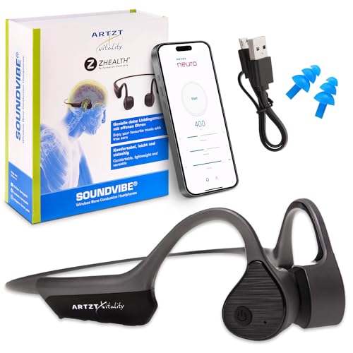 ARTZT neuro Knochenschall Kopfhörer Kabellos mit Mikrofon Open Ear Headset - SoundVibe - Schutz vor Wasser und Staub - Sportkopfhörer für Sport Freizeit Neuroathletik 13 x 11 x 4,5 cm, Grau ARTZT neuro Knochenschall Kopfhörer Kabellos mit Mikrofon Open Ear Headset - SoundVibe - Schutz vor Wasser und Staub - Sportkopfhörer für Sport Freizeit Neuroathletik 13 x 11 x 4,5 cm, Grau von ARTZT neuro