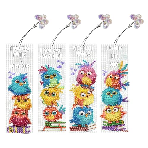 ARVALOLET 4PCS Diamond Art Lesezeichen for Erwachsene Diamond Malerei Lesezeichen DIMOND -Kunstgemälde -Tierkits mit Anhänger Geschenk for Leserhandwerksliebhaber Personalisierte Handwerk von ARVALOLET