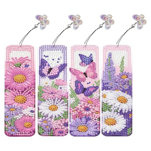 ARVALOLET 4PCS Diamond Art Lesezeichen for Erwachsene Diamond Malerei Lesezeichen DIMOND -Kunstgemälde -Tierkits mit Anhänger Geschenk for Leserhandwerksliebhaber Personalisierte Handwerk von ARVALOLET
