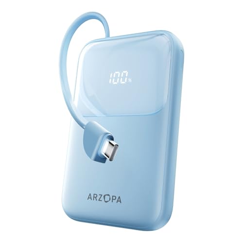 ARZOPA Tragbares Power Bank 10000mAh, 22,5W Schnellladung, eingebauter USB-C-Anschluss, Mehrfachladungsmöglichkeit für Smartphones, Tablets und andere USB-Geräte ARZOPA Tragbares Power Bank 10000mAh, 22,5W Schnellladung, eingebauter USB-C-Anschluss, Mehrfachladungsmöglichkeit für Smartphones, Tablets und andere USB-Geräte von ARZOPA