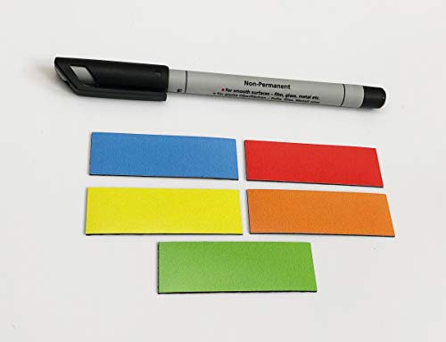 50 beschreibbare Magnetstreifen inkl. Stift | bunt - 60x20mm | Rot, Gelb, Grün, Orange, Blau von AS Office Art