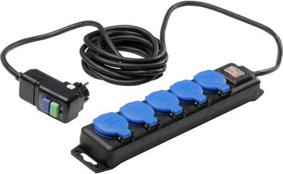 AS Schwabe 38604 Strom Verlängerungskabel Schwarz/Blau 4.5 m mit FI-Schutzschalter (38604) von AS Schwabe