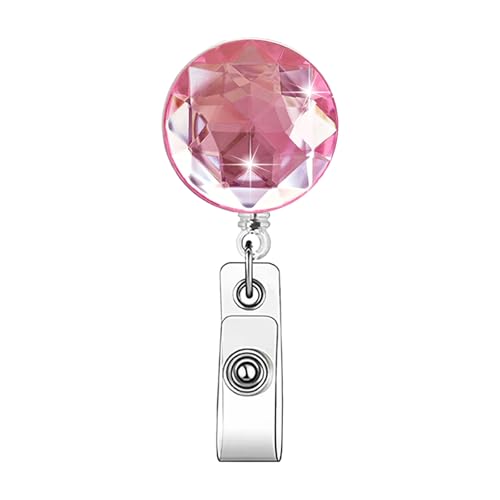Ausziehbarer Ausweishalter aus Acryl, mit Krokodilklemme, niedlicher Ausweishalter für Krankenschwestern, Ausweishalter für medizinische Pflegearbeiter, Lehrer, Büroangestellte, Rosa, 1 Stück von ASABITE