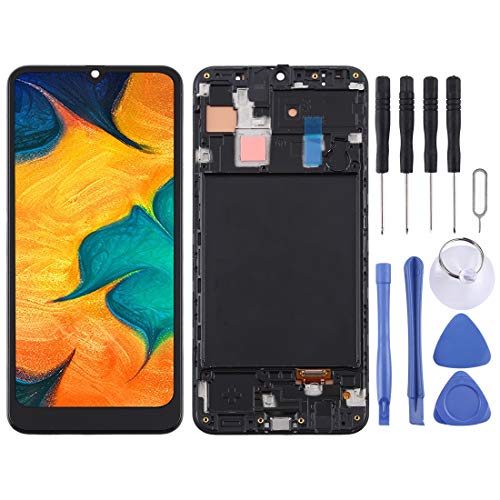 ASAMOAH Handy-Ersatz-LCD-Display TFT Material LCD-Bildschirm und Digitizer Vollmontage mit Rahmen für Samsung Galaxy A30 von ASAMOAH