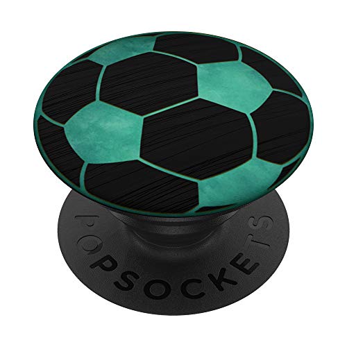 Vintage-Fußball, grüner Fußball auf schwarzem Muster PopSockets mit austauschbarem PopGrip von ASBBalls