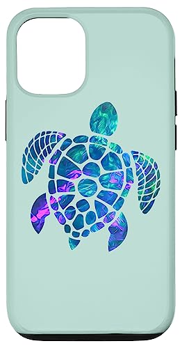 Hülle für iPhone 12/12 Pro Schildkröte für Tierliebhaber, Cyan, Blau, Violett, Blaugrün von ASBDesigns