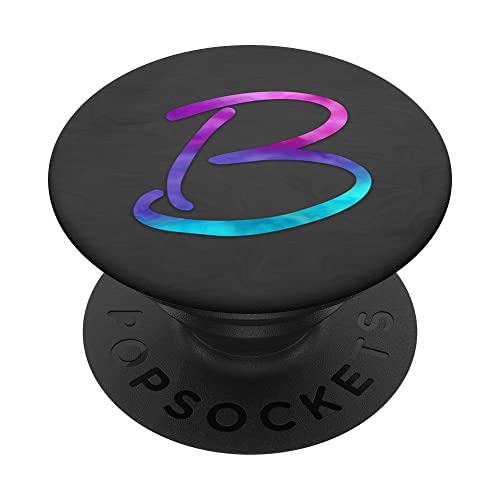 Lila und Türkis Cyan Buchstabe B Monogramm auf Schwarz PopSockets mit austauschbarem PopGrip Lila und Türkis Cyan Buchstabe B Monogramm auf Schwarz PopSockets mit austauschbarem PopGrip von ASBLetters Store