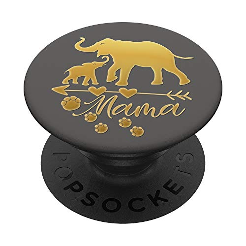 Golden Mama Elefant One Babywade auf Weltraum, Grau PopSockets mit austauschbarem PopGrip von ASBMamas