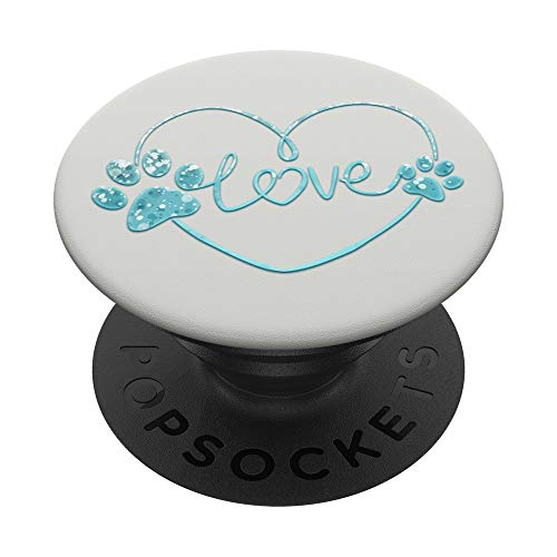 Hundepfoten-Aufdruck, Herz, Liebe auf Silber, Weiß PopSockets mit austauschbarem PopGrip Hundepfoten-Aufdruck, Herz, Liebe auf Silber, Weiß PopSockets mit austauschbarem PopGrip von ASBPaws