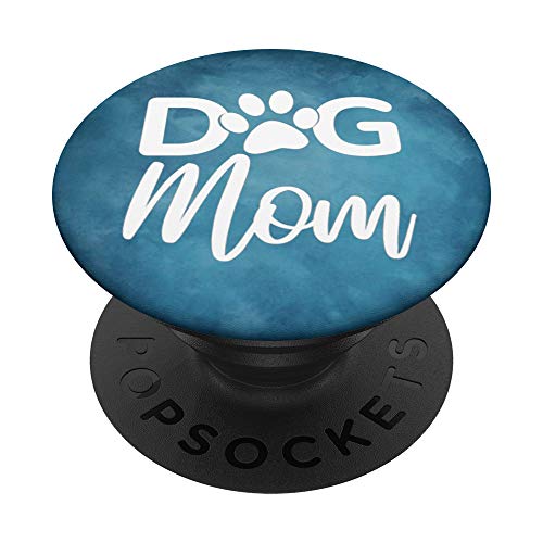 White Dog Mom Paw Print auf Vintage Blau PopSockets mit austauschbarem PopGrip von ASBPaws