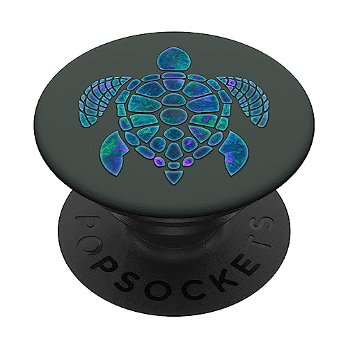 Cyanblaugrüner Schildkröten-Druck auf nachtgrünem Design PopSockets mit austauschbarem PopGrip von ASBPops