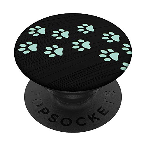 Green Mint Hundepfoten auf Schwarz PopSockets mit austauschbarem PopGrip von ASBPops