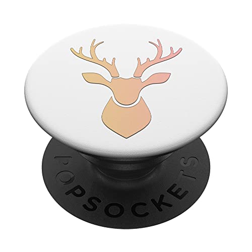 Pink-gelber Hirsch auf einer weißen Jägerjagd PopSockets Klebender PopGrip Pink-gelber Hirsch auf einer weißen Jägerjagd PopSockets Klebender PopGrip von ASBPops