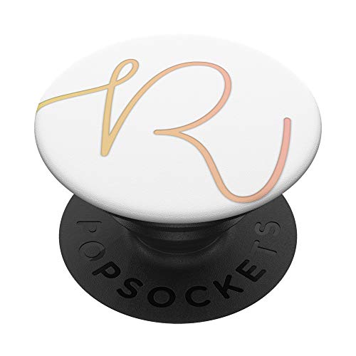 Rosa gelber Buchstabe R Monogramm auf Weiß PopSockets mit austauschbarem PopGrip Rosa gelber Buchstabe R Monogramm auf Weiß PopSockets mit austauschbarem PopGrip von ASBPops