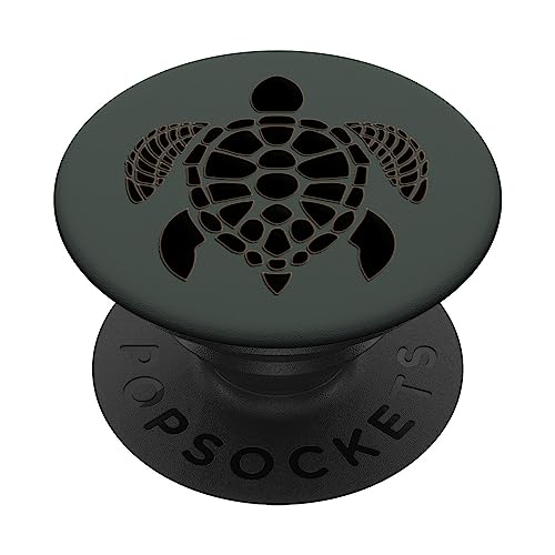 Schwarzer Schildkröten-Druck auf nachtgrünem Design PopSockets mit austauschbarem PopGrip von ASBPops