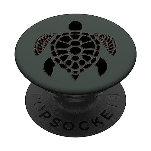 Schwarzer Schildkröten-Druck auf nachtgrünem Design PopSockets Klebender PopGrip Schwarzer Schildkröten-Druck auf nachtgrünem Design PopSockets Klebender PopGrip von ASBPops