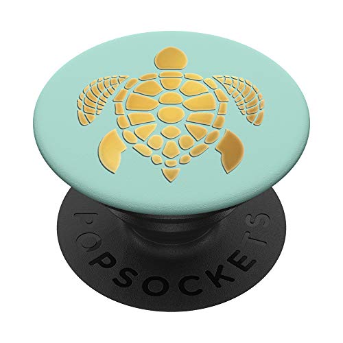 Dunkelgelbe Schildkröten-Handy-Griff auf hellem Mint PopSockets mit austauschbarem PopGrip von ASBTurtles