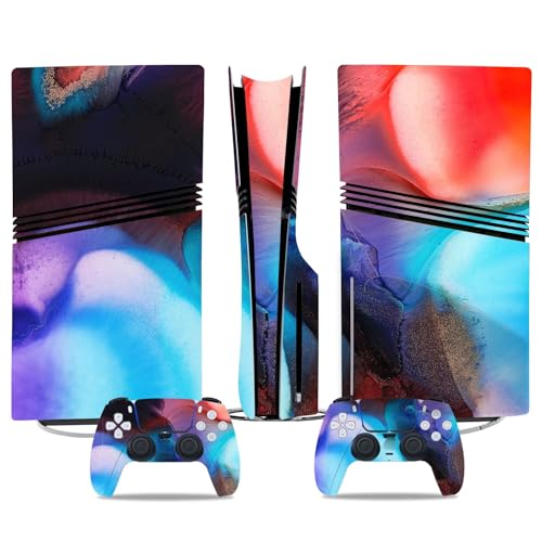 Für PS5 Pro Skin Disc Edition & Für PS5 Pro Skin Digital Edition Konsole Und Controller Vinyl Cover Skins Wraps Kratzfest Kompatibel 66236 Skins Wraps Geschenk(Disc Version) von ASBVRJF
