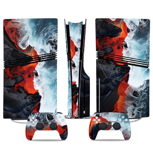 Für PS5 Pro Skin Disc Edition & Für PS5 Pro Skin Digital Edition Konsole Und Controller Vinyl Cover Skins Wraps Kratzfest Kompatibel 81261 Skins Wraps Geschenk(Digital Edition) von ASBVRJF