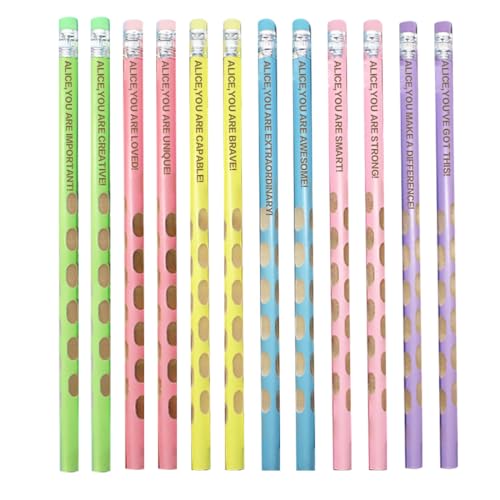 ASD Jewerly 12-Pack Personalisierte Affirmation Bleistifte Mit Namen, Benutzerdefinierte Gravierte Namen Bleistifte Mit Gummi Endspitzen Schule Bleistifte, Lehrer Appreciatio Geschenk von ASD Jewerly