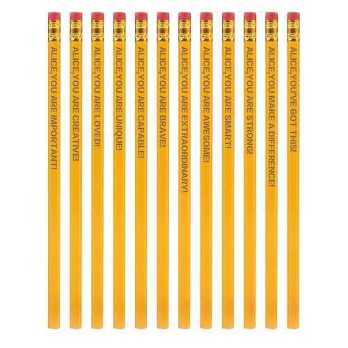 ASD Jewerly 12-Pack Personalisierte Affirmation Bleistifte Mit Namen, Benutzerdefinierte Gravierte Namen Bleistifte Mit Gummi Endspitzen Schule Bleistifte, Lehrer Appreciatio Geschenk von ASD Jewerly