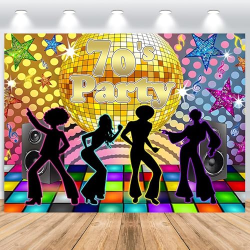ASDCXZ 70er Disco Party Fotohintergrund 2.2x1.5m, Retro Nachtclub Tanzen 70er Party Disco Thema Musik Bühne Fotowand Hintergrund Geburtstag Ball Party Vinyl Fotografie Hintergrund Studio Requisiten von ASDCXZ