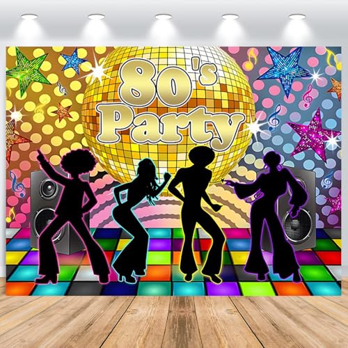 ASDCXZ 80er Disco Party Fotohintergrund 2.2x1.5m, Retro Nachtclub Tanzen 80er Party Disco Thema Musik Bühne Fotowand Hintergrund Geburtstag Ball Party Vinyl Fotografie Hintergrund Studio Requisiten von ASDCXZ