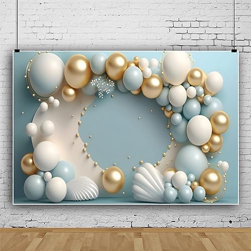 ASDCXZ Baby Geburtstag Party Hintergrund 3x2.5m, Hellblau Weiß Gold Ballon Fotowand, Vinyl Fotobox für Erster Geburtstag Mädchen Junge, Portrait Fotostudios ASDCXZ Baby Geburtstag Party Hintergrund 3x2.5m, Hellblau Weiß Gold Ballon Fotowand, Vinyl Fotobox für Erster Geburtstag Mädchen Junge, Portrait Fotostudios von ASDCXZ
