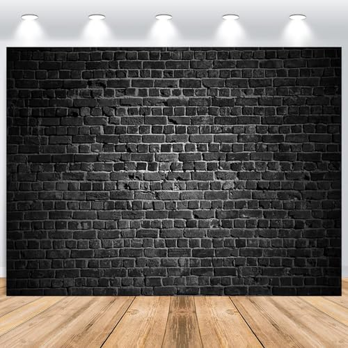 ASDCXZ Backsteinmauer Foto Hintergrund 3.6x2.5m, Schwarz Ziegelwand Retro Thema Fotowand Hintergrund, Vinyl Fotobox Hintergrund für Baby Dusche Geburtstag Familienfeier Party Photo Booth Studio Prop von ASDCXZ